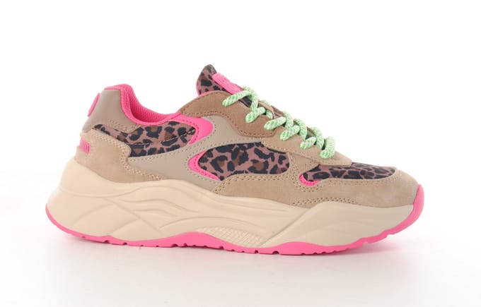 Scotch&Soda dames sneaker Celest 25 suède beige nylon leopard print