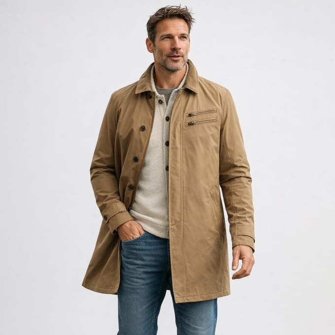 Vanguard - Heren Jas zomer V-Coat Jacket - Bruin - Maat M