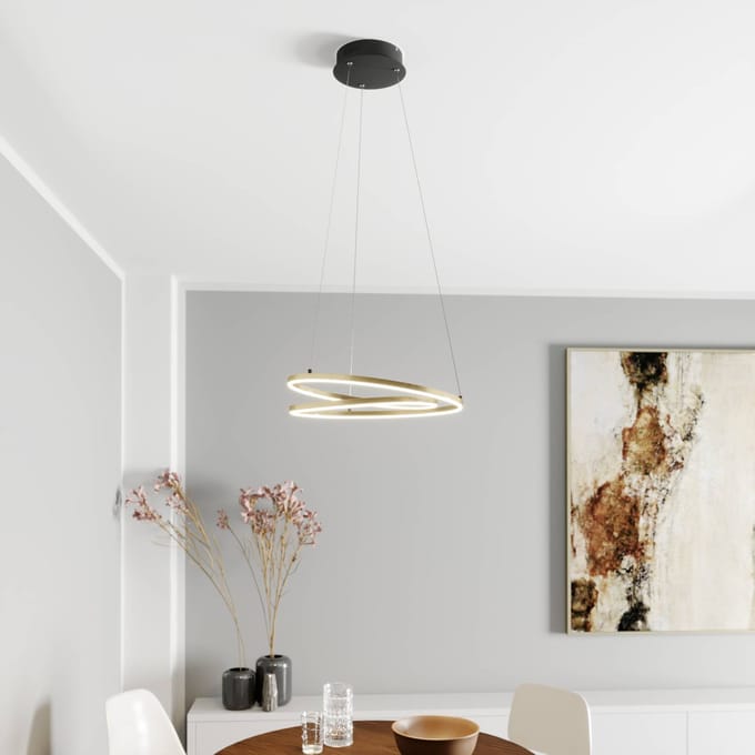 Lindby LED hanglamp Davian, messingkleurig, 49 cm, dimbaar