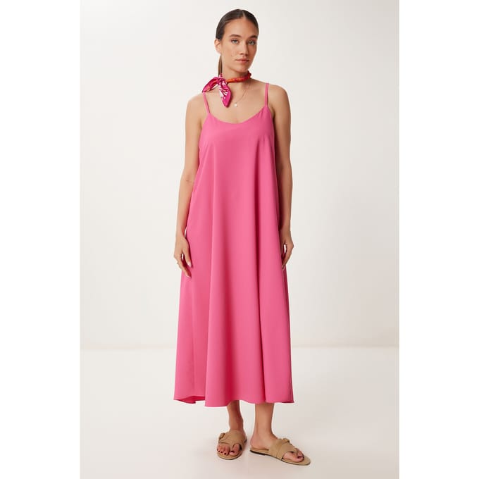 Losse Midi-jurk met U-hals