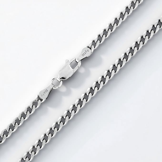 Cavill - 925 Sterling Zilver Gerhodineerde Panzerketting 45 cm - Robuuste Curb Heren Ketting Stijlvol & Duurzaam