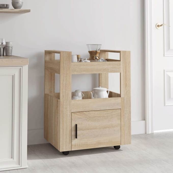 vidaXL - Keukentrolley - 60x45x80 - cm - bewerkt - hout - sonoma - eikenkleurig