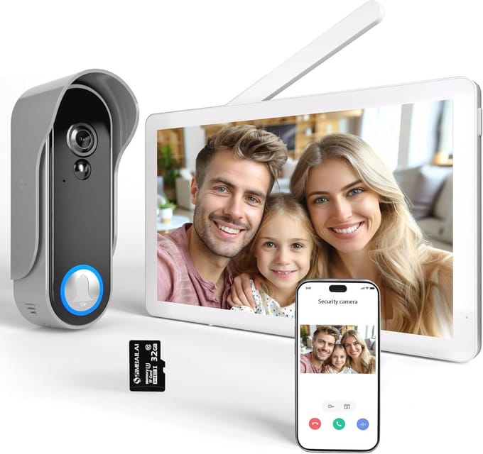 Draadloze video-deurintercom met 8 inch touchscreen, wifi, 1080p en PIR-bewegingsdetectie