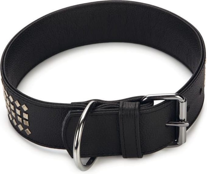 Beeztees leren halsband Vintage. Zwart. 50 cm x 50 mm