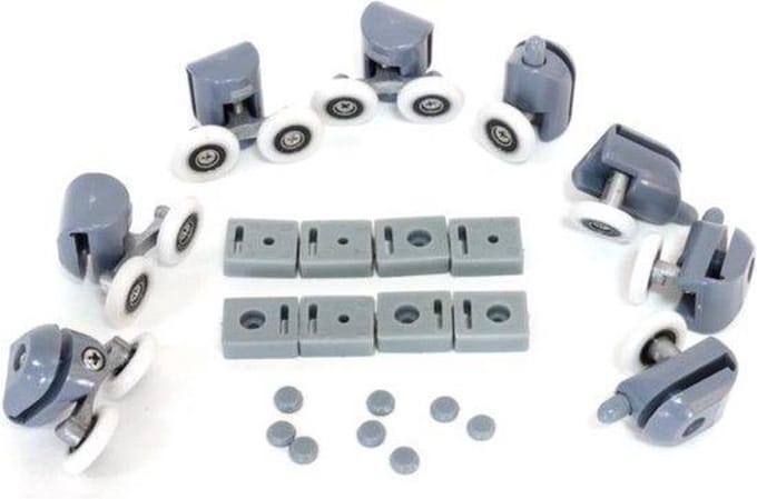 Douchecabine Wielen - 25mm - Hele set - Loopwielen katrollen - Reserve Wieltjes Geleiders Rollers