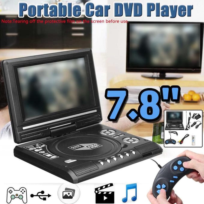 7.8 Inch 16:9 Breedbeeld 270 graden Draaibaar LCD-scherm Thuis Auto TV Dvd-speler Draagbare VCD Compact Disc US Plug veelkleurig
