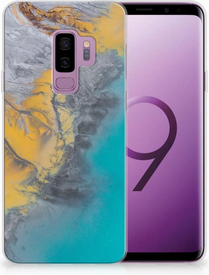 Samsung Galaxy S9 Plus TPU Siliconen Hoesje Marble Blue Gold