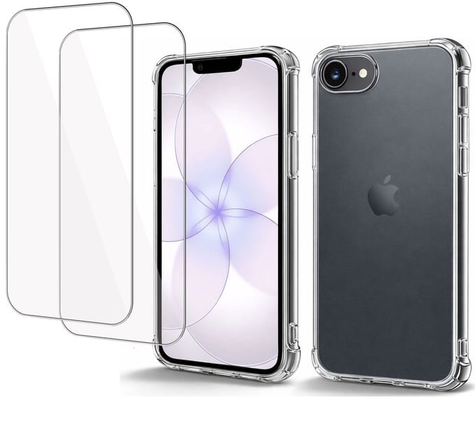ChiGuard Hoesje & 2x Screenprotector geschikt voor iPhone 17e Hoesje Screenprotector - Gehard Glas Cover + Shock Proof Case – Transparant