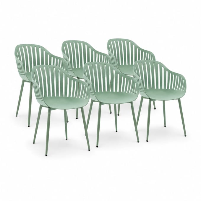 DS4U® - Harry tuinstoel - Set van 6 - Groen - Kunststof - Kuipstoel