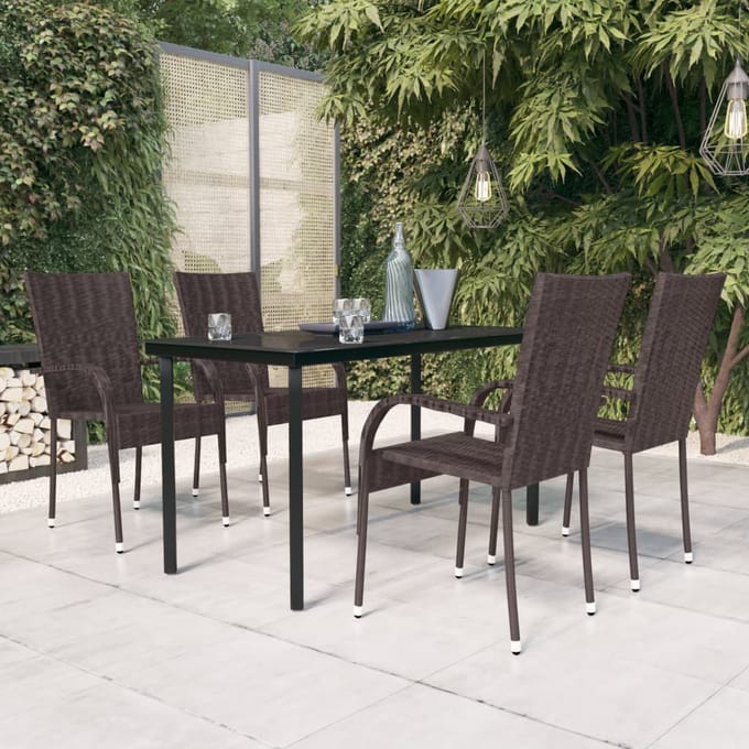vidaXL - 5-delige - Tuinset - bruin - en - zwart