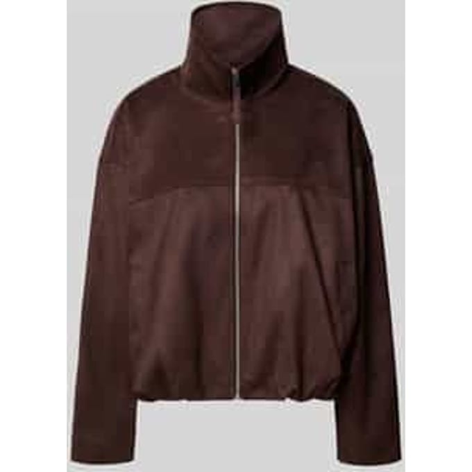 Jack in leerlook met ritssluiting en steekzakken