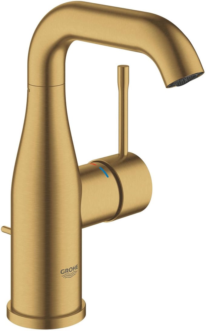 GROHE Essence Wastafelkraan - Medium uitloop - Met trekwaste - Cool sunrise geborsteld (mat goud) - 23462GN1