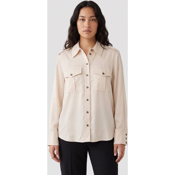 & Other Stories St Bob Utility Shirt Beige Maat: M | Longsleeves Outlet | Dames | Beige