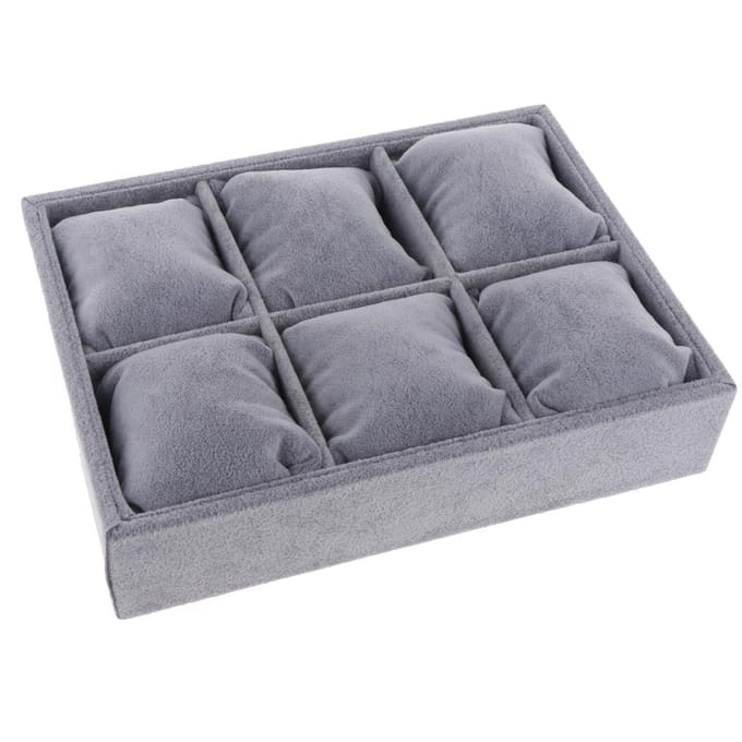 Fluweel Stapelbare Sieraden Display Trays Showcase Armband Organizer Opslag as described grijze kleur
