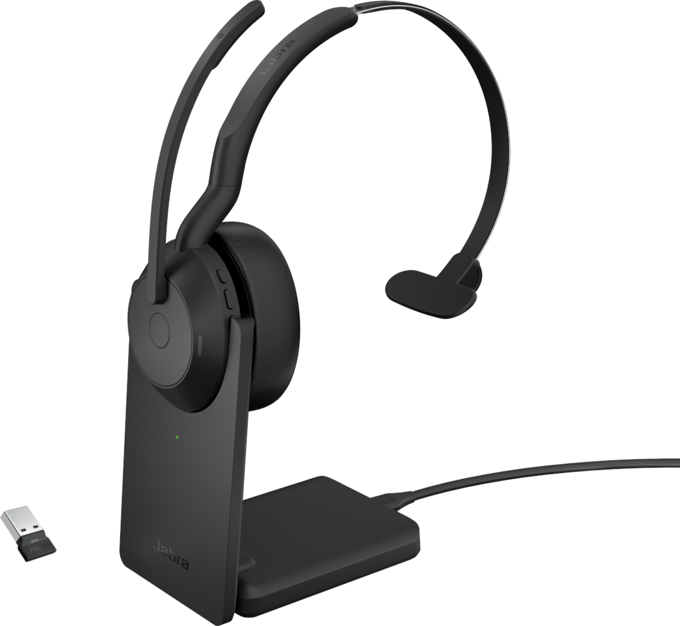 Jabra Evolve2 55 Link 380/390a MS Mono L On Ear headset Bluetooth Mono Zwart Noise Cancelling, Ruisonderdrukking (microfoon) Headset, Mono Computer