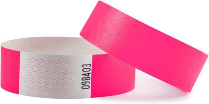 CombiCraft Blanco Tyvek Polsbandje Neon Roze - 5000 stuks