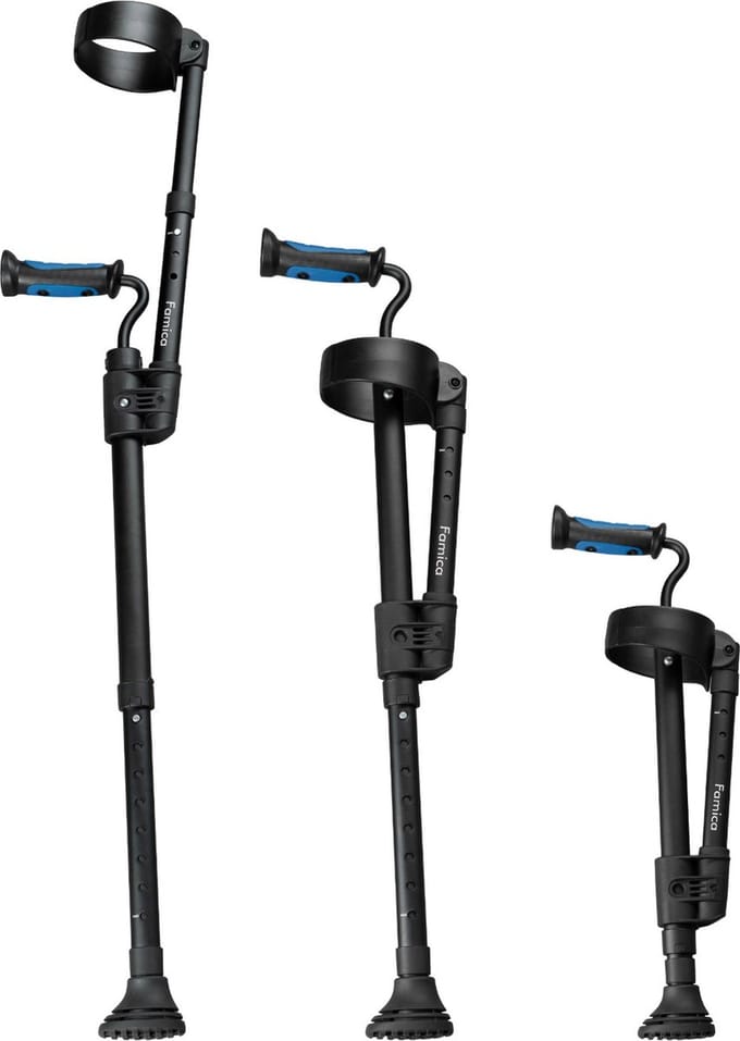 e-Ability Reiskruk – Dubbel Inschuifbare Elleboogkruk - Zwart / Blauw - Per Stuk