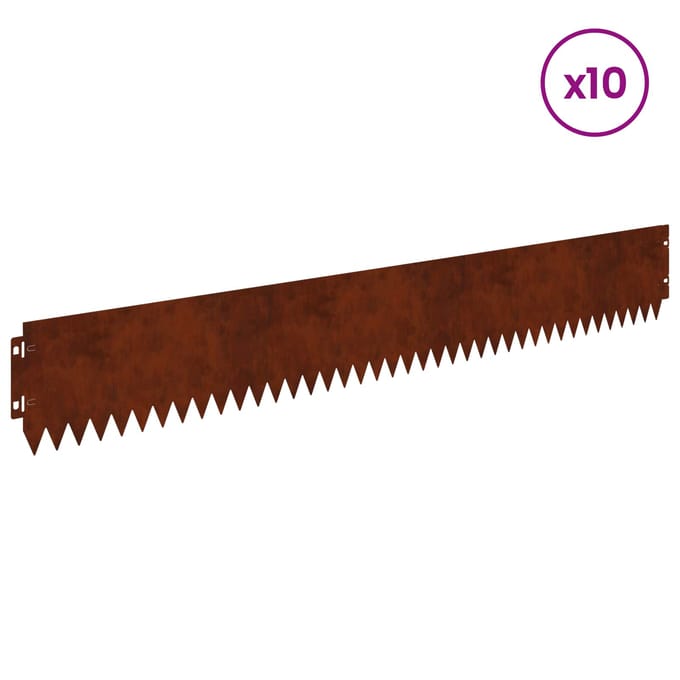 vidaXL - Gazonrand - met - omgeplooide - bovenrand - 10 - st - 103x15cm - Staal