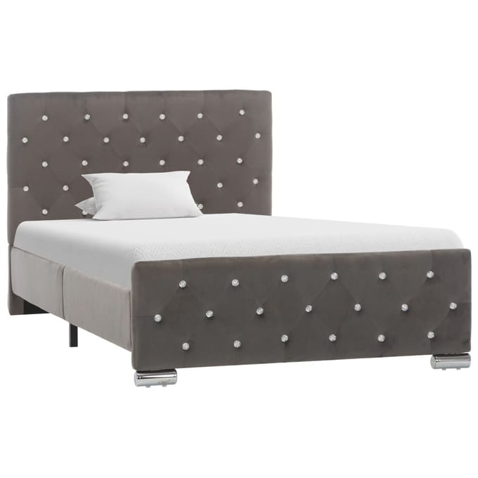 vidaXL - Bedframe - fluweel - grijs - 100x200 - cm