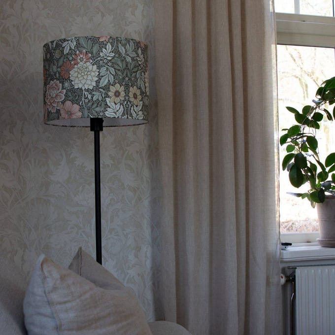 PR Home Vloerlamp Amy, Dahlia groen/zwart, 150 cm, textiel, E27