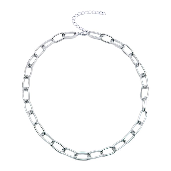 Joboly Schakel Ketting - Dames - Zilverkleurig - 45 cm + 5 cm