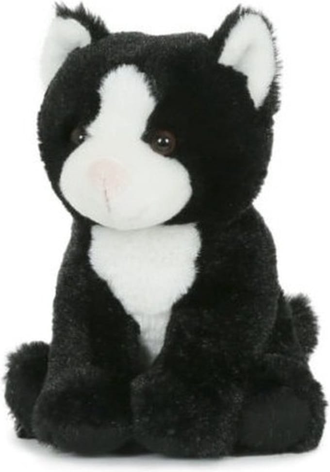 Pluche poes knuffeltje - zittend - 18 cm - kat/katten - speelgoed knuffels