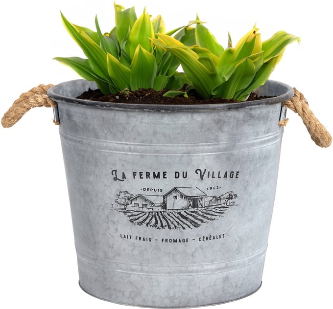 Sunnydays Emmer/plantenpot/bloempot - zink - zilver - D38 x H31 cm