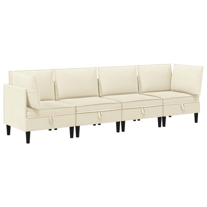 vidaXL - Woonkamer - Meubelset - 4 - st - Crèmekleurig - Stof