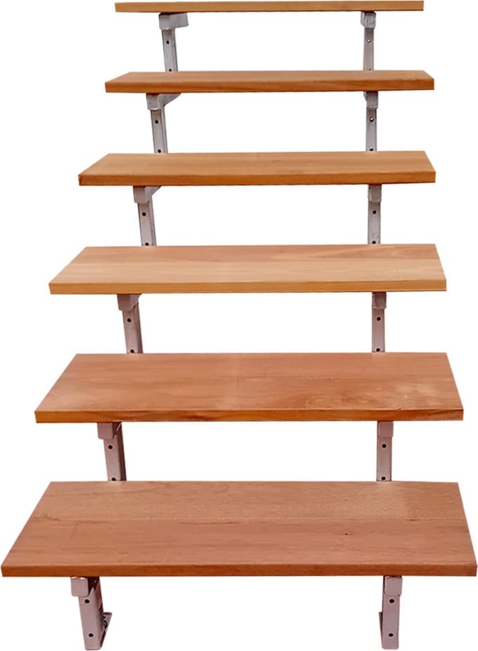 BALI Stalen buitentrap H105cm - 6 treden hardhout breedte 80cm