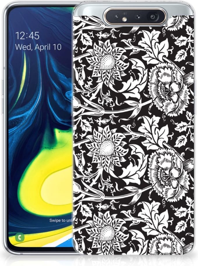 Samsung Galaxy A80 TPU Case Black Flowers