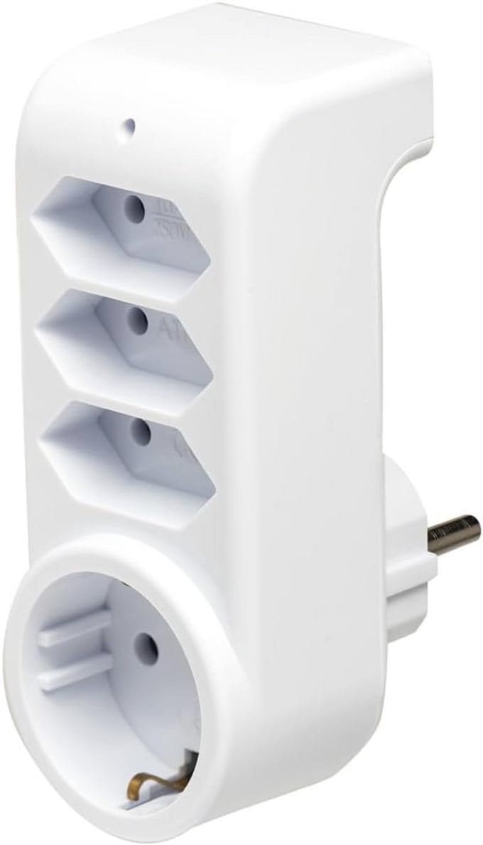 Multistekker 4-voudig met geaard contact en adapterstekker