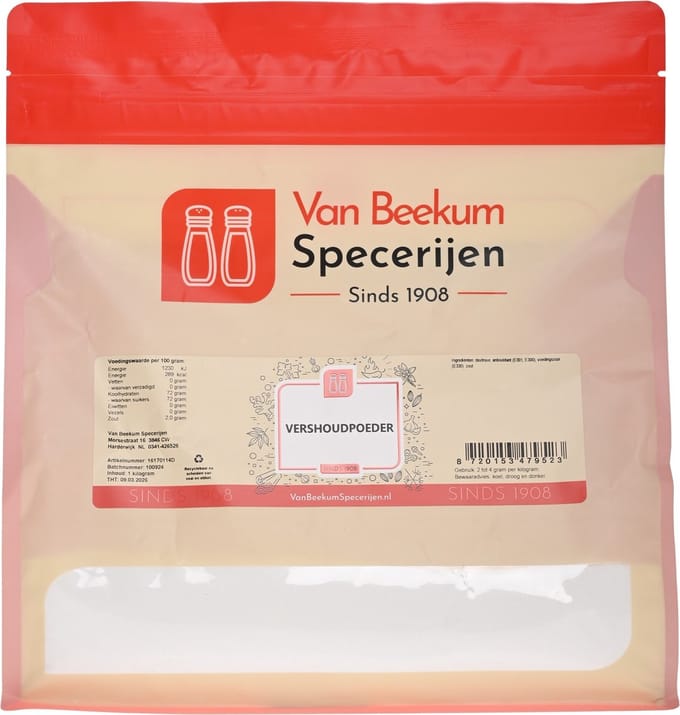 Van Beekum Specerijen - Vershoudpoeder - 1 KG (hersluitbare stazak)