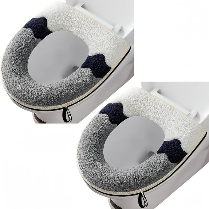 Toiletzitting Covers - Zachte Pads - Comfort Verhogend - Wasbaar Ritsontwerp - 2 Stuks - Grijs