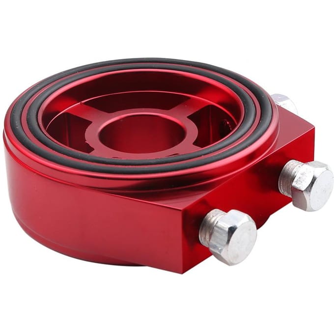 Universele auto-oliefilterkoeler sandwichplaatadapter voor olietemperatuur en oliedruk rood