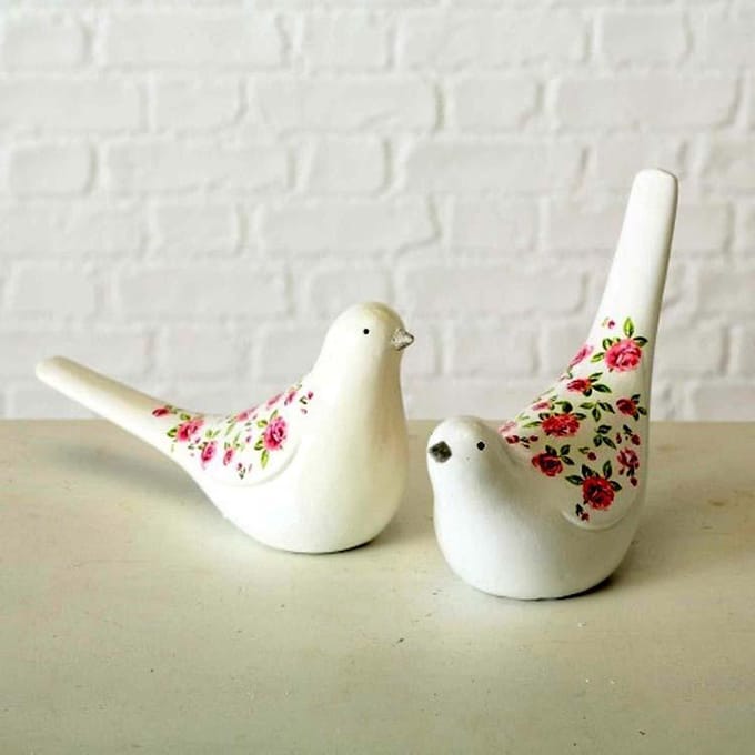 Vogel beeld Rosy set van 2 stuks