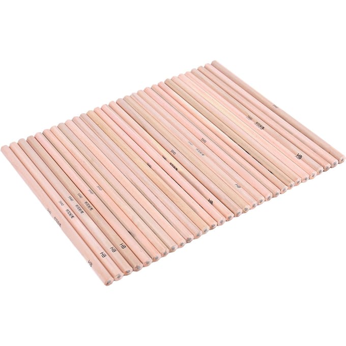 30 pcs Crayon HB Hexagonal Écriture Douce Empêche la Casse Crayon en Bois pour Esquisse Dessin white