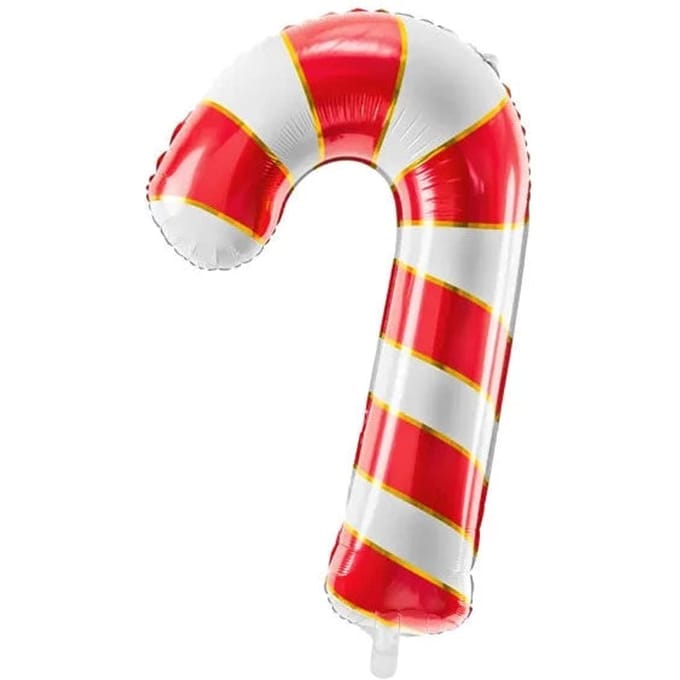 Partydeco - Folieballon zuurstok rood/ wit 50 x 82 cm