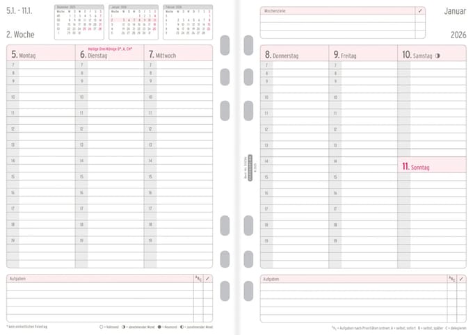 CHRONOPLAN Weekplanner 2026, 1 week/2 pagina's, A5, lijnen
