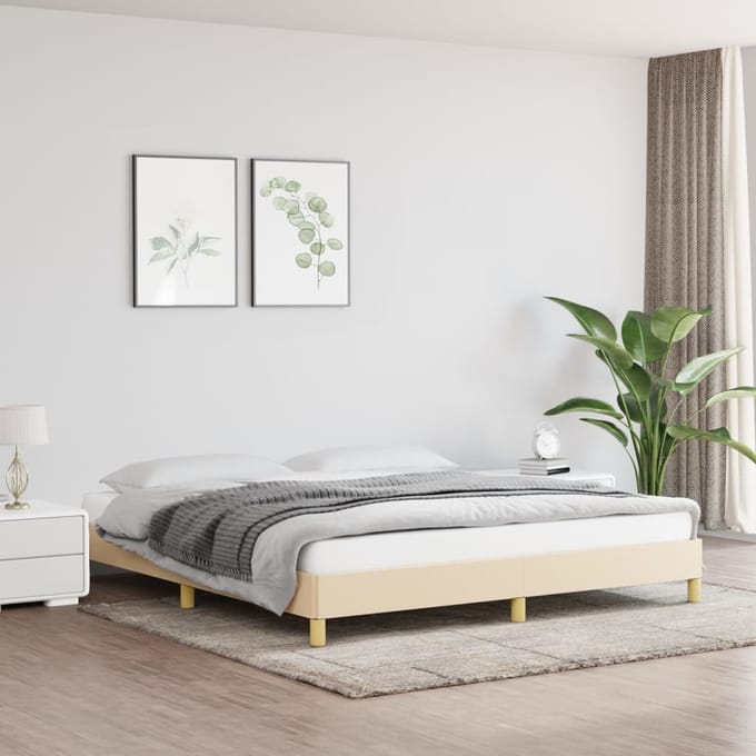 vidaXL - Bedframe - zonder - matras - stof - crèmekleurig - 180x200 - cm