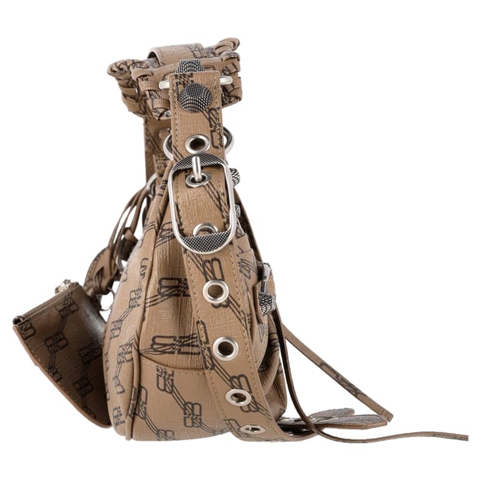 Balenciaga Monogram Le Cagole Mini Crossbodytas in beige gecoat canvas