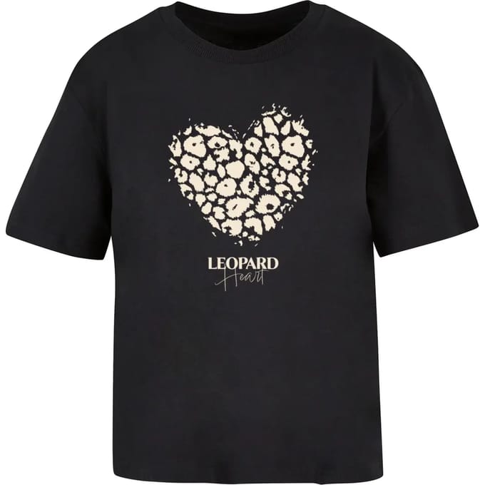 Merchcode Dames-T-shirt Ladies Leopard Heart Everyday Tee MP502902