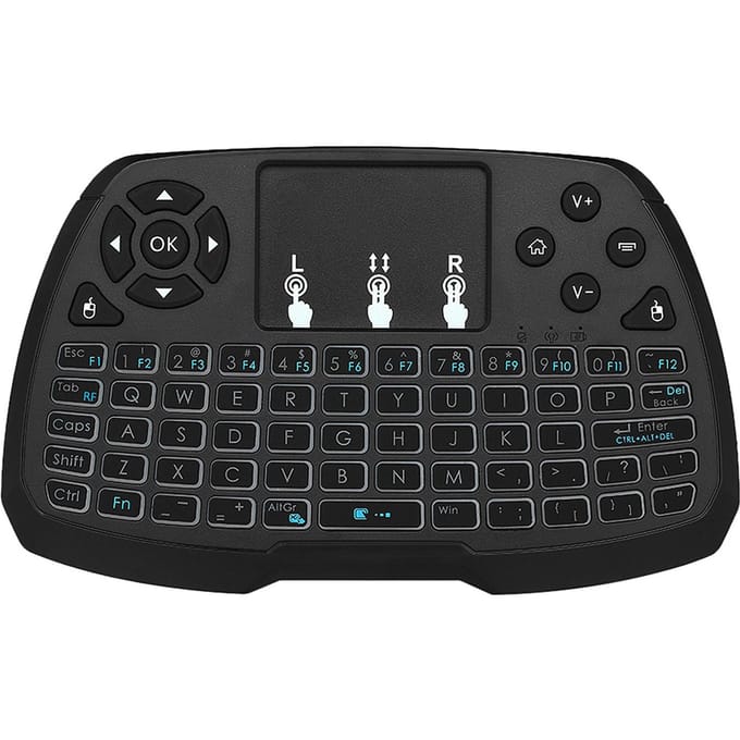 2,4 GHz draadloze toetsenbord-touchpad-muis Handheld afstandsbediening voor Android TV BOX Smart TV PC EN zwart