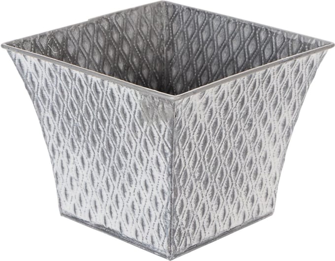 Zinken pot met diamantpatroon, H15cm