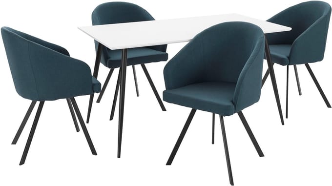Dino&Barry-Eetset - 140 cm - Blauw/Wit