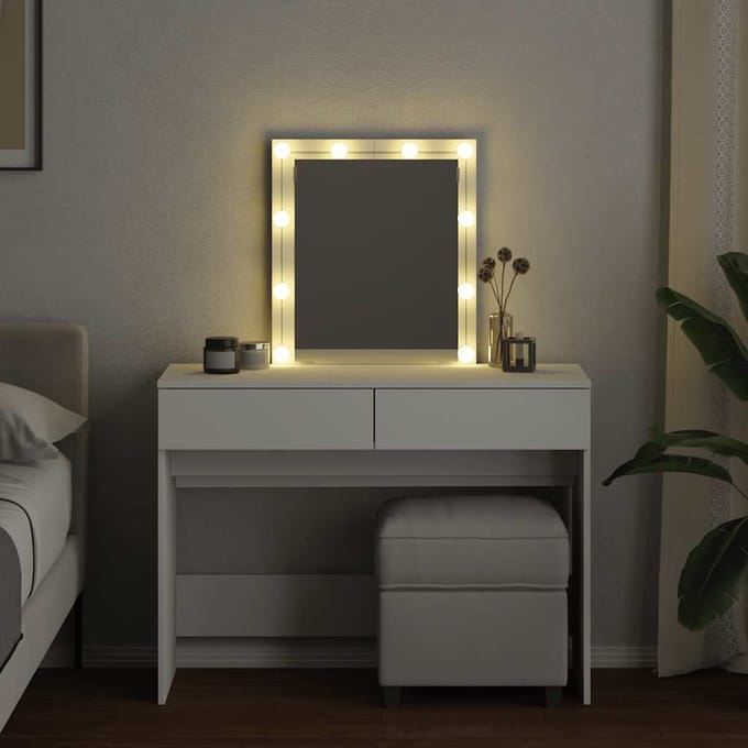 vidaXL - Kaptafel - met - LED - 100x40x130 - cm - wit