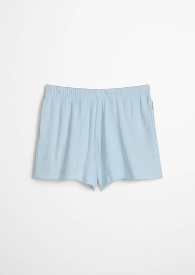 MARC O’POLO lounge shorts blauw geribde katoen (xs)