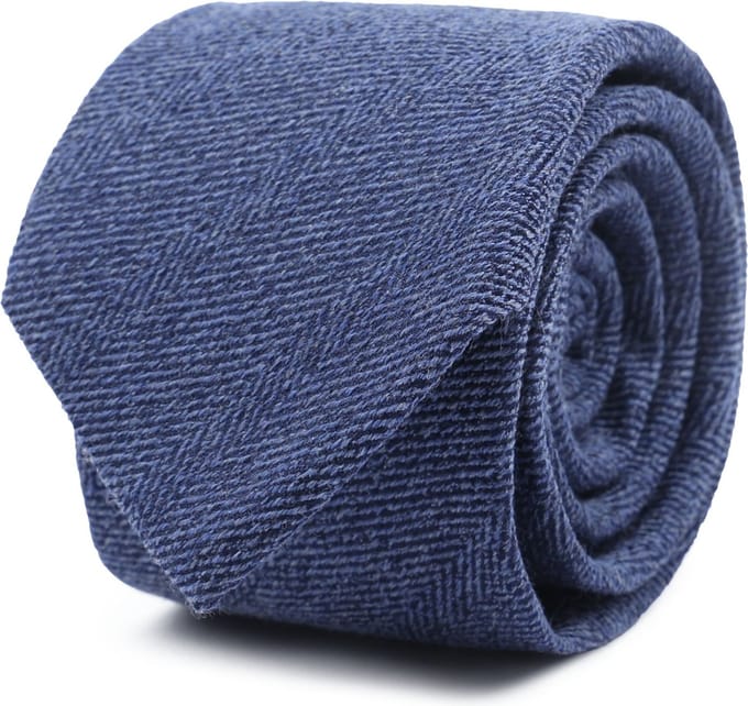 Suitable Stropdas Wol/Zijde Visgraat Indigo