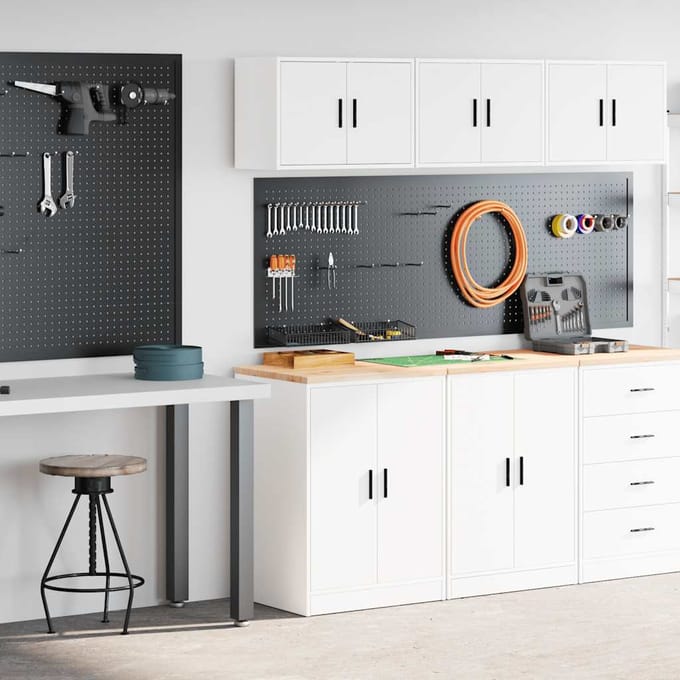 vidaXL - Garagekasten - 2 - st - spaanplaat - wit