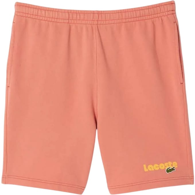 Lacoste Heren Fleece Printed Washed Shorts (Roze)