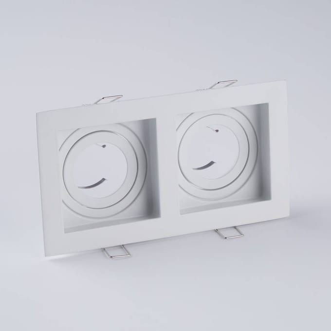 Searchlight Inbouwlamp Grid Two, 2-lamps, wit, 18,5x10 cm, aluminium, GU10